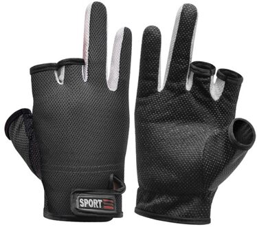 1 Paar Vissen Handschoenen 3 Cut Vingers Waterdicht Anti-Slip Outdoor Sport Wanten Outdoor Draagbare Vissen Carrying zwart