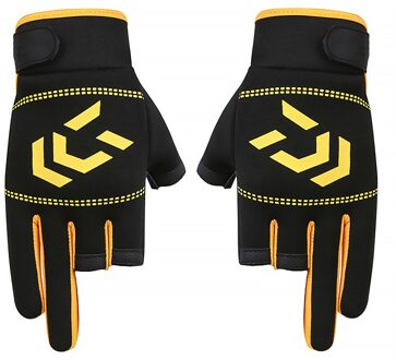 1 Paar Vissen Handschoenen Mannen Vrouwen Outdoor Vissen Anti-Slip 3 Cut Vinger Sport Vis Apparatuur Hengelen Sbr Ajustable handschoenen Beige