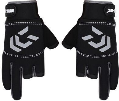 1 Paar Vissen Handschoenen Mannen Vrouwen Outdoor Vissen Anti-Slip 3 Cut Vinger Sport Vis Apparatuur Hengelen Sbr Ajustable handschoenen groen