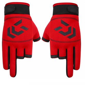 1 Paar Vissen Handschoenen Mannen Vrouwen Outdoor Vissen Anti-Slip 3 Cut Vinger Sport Vis Apparatuur Hengelen Sbr Ajustable handschoenen Ivoor