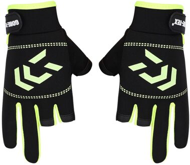 1 Paar Vissen Handschoenen Mannen Vrouwen Outdoor Vissen Anti-Slip 3 Cut Vinger Sport Vis Apparatuur Hengelen Sbr Ajustable handschoenen zwart