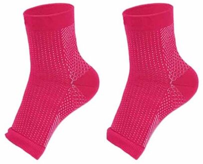 1 Paar Voet Compressie Mouw Anti Plantaris Ondersteuning Enkel Angel Sokken Sport Protector Basketbal Voetbal Enkel Ondersteuning Sok Rood / M
