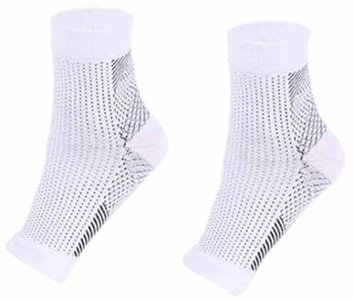 1 Paar Voet Compressie Mouw Anti Plantaris Ondersteuning Enkel Angel Sokken Sport Protector Basketbal Voetbal Enkel Ondersteuning Sok wit / M