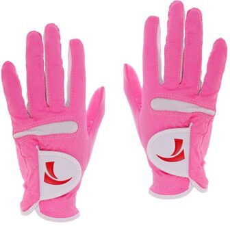 1 Paar Vrouwen Antislip Golf Handschoenen Super Fiber Doek Links Rechterhand Zachte Ademend Golf Handschoenen Roze XL