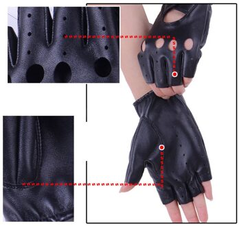 1 Paar Vrouwen Mode Pu Leer Zwart Half Vinger Handschoenen Koel Hart Hollow Vingerloze Handschoenen Vrouwelijke Handschoenen Voor Fitness #40