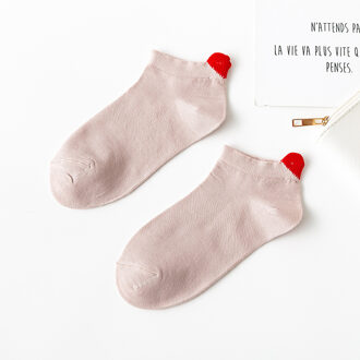 1 Paar Vrouwen Sokken Katoenen Zomer 3D Rood Hart Leuke Enkelsokken Zwart Wit Solid Mooie Sokken 4