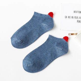 1 Paar Vrouwen Sokken Katoenen Zomer 3D Rood Hart Leuke Enkelsokken Zwart Wit Solid Mooie Sokken 5