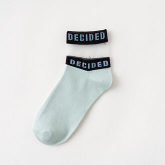 1 Paar Vrouwen Sokken Katoenen Zomer Kleurrijke Brief Sokjes Splice Dunne Sokken Effen Leuke Sokken 3