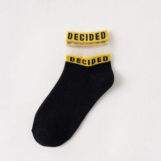 1 Paar Vrouwen Sokken Katoenen Zomer Kleurrijke Brief Sokjes Splice Dunne Sokken Effen Leuke Sokken