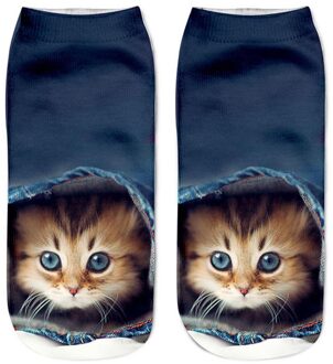 1 Paar Vrouwen Sport Sokken 3D Print Kat Unisex Low Cut Ankle Sokken Sport Fietsen Sok A3