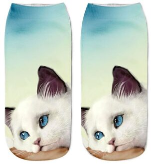 1 Paar Vrouwen Sport Sokken 3D Print Kat Unisex Low Cut Ankle Sokken Sport Fietsen Sok A4