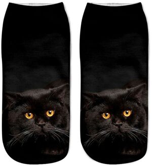 1 Paar Vrouwen Sport Sokken 3D Print Kat Unisex Low Cut Ankle Sokken Sport Fietsen Sok A5