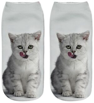 1 Paar Vrouwen Sport Sokken 3D Print Kat Unisex Low Cut Ankle Sokken Sport Fietsen Sok A6