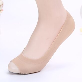 1 paar Vrouwen Vis Mond Onzichtbare Sokken Siliconen antislip Ijs Zijde Boot Sokken no show sokken calcetines bajos beige