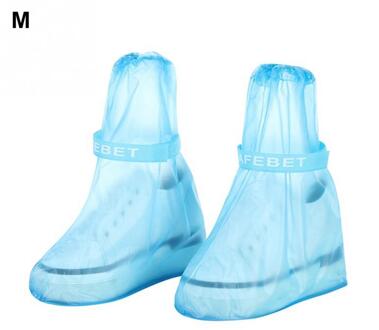 1 Paar Waterdichte Protector Schoenen Lint Regen Schoenen Hoge-Top Anti-Slip Regen Schoenen Gevallen Boot Cover vrouwen Mannen Blauw / L