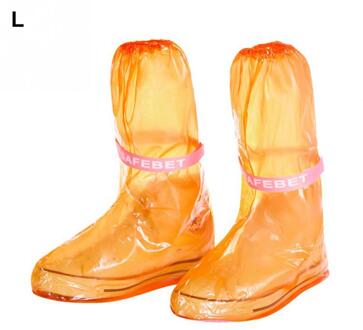 1 Paar Waterdichte Protector Schoenen Lint Regen Schoenen Hoge-Top Anti-Slip Regen Schoenen Gevallen Boot Cover vrouwen Mannen Oranje / M