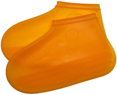 1 Paar Waterdichte Siliconen Schoen Cover Herbruikbare Unisex Regen Laarzen Schoenen Regen Protector Antislip Schoenen Cover Maat 26-45 A40 Oranje / L