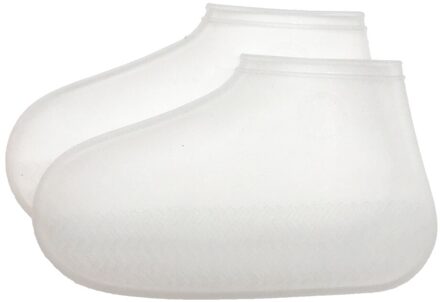 1 Paar Waterdichte Siliconen Schoen Cover Herbruikbare Unisex Regen Laarzen Schoenen Regen Protector Antislip Schoenen Cover Maat 26-45 A40 wit / L