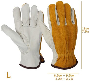 1 Paar Werken Lassen Werkhandschoenen Handen Bescherming Doorn Proof Anti-Lek Slijtvaste Tuinieren Handschoenen geel L