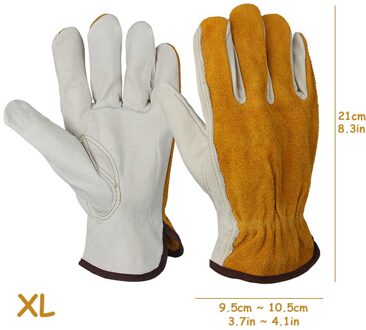 1 Paar Werken Lassen Werkhandschoenen Handen Bescherming Doorn Proof Anti-Lek Slijtvaste Tuinieren Handschoenen geel XL