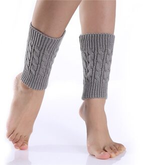 1 Paar Winter Dikke Warme Gebreide Beenwarmers Sokken Boot Cover Streep Voor Vrouwen Lace Stretch Boot Been Manchetten Boot sokken licht grijs
