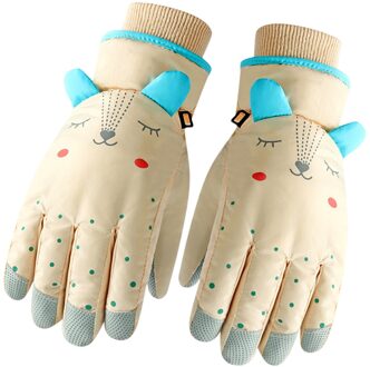 1 Paar Winter Handschoenen Voor Kids Jongens Meisjes Snowboots Winddicht Sneeuw Wanten Buitensporten Skiën Snowboarden Winter Handschoenen Guantes Beige