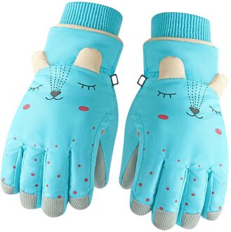 1 Paar Winter Handschoenen Voor Kids Jongens Meisjes Snowboots Winddicht Sneeuw Wanten Buitensporten Skiën Snowboarden Winter Handschoenen Guantes lucht blauw