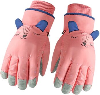 1 Paar Winter Handschoenen Voor Kids Jongens Meisjes Snowboots Winddicht Sneeuw Wanten Buitensporten Skiën Snowboarden Winter Handschoenen Guantes Roze
