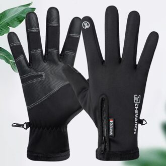 1 Paar Winter Rijden Warm Winddicht Waterdicht Bike Touch Screen Bergbeklimmen Voor Mannen (Zwart,)