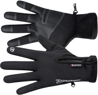 1 Paar Winter Rijden Warm Winddicht Waterdicht Bike Touch Screen Bergbeklimmen Voor Mannen (Zwart,)