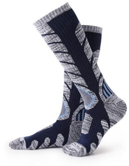 1 Paar Winter Sport Outdoor Knie Hoogte Fietsen Thicken Lange Warme Ski Sok MC889 Blauw