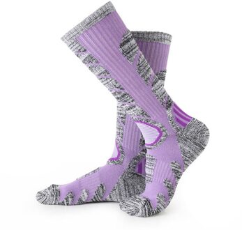 1 Paar Winter Sport Outdoor Knie Hoogte Fietsen Thicken Lange Warme Ski Sok MC889 Paars