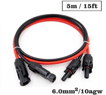 1 Paar X 6mm2 10AWG 1 M 2 M 3 M 5 M 10 M Pv Connector Extension Verbinding Tak zwarte Parallelle Serie Verleng Kabel 15ft
