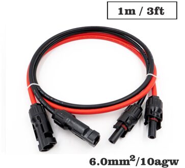 1 Paar X 6mm2 10AWG 1 M 2 M 3 M 5 M 10 M Pv Connector Extension Verbinding Tak zwarte Parallelle Serie Verleng Kabel 3ft