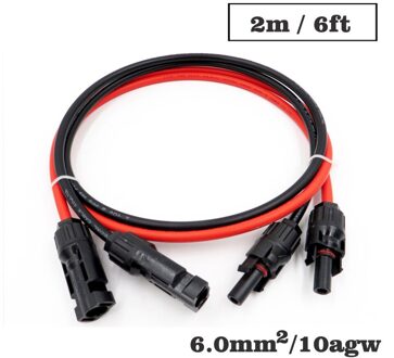 1 Paar X 6mm2 10AWG 1 M 2 M 3 M 5 M 10 M Pv Connector Extension Verbinding Tak zwarte Parallelle Serie Verleng Kabel 6ft