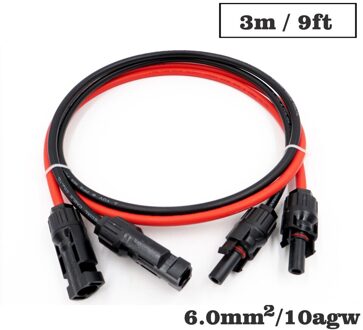 1 Paar X 6mm2 10AWG 1 M 2 M 3 M 5 M 10 M Pv Connector Extension Verbinding Tak zwarte Parallelle Serie Verleng Kabel 9ft