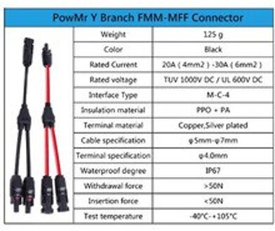 1 Paar Y Tak Connector 30A Kabel Ffm Mmf Pv Draad Plug Tool Accessoires