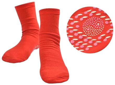 1 Paar Zelfopwarming Magnetische Sokken Comfort Gezondheid Verwarmde Sokken Magnetische Therapie Zelf Verwarmde Sokken Winter Warm Massage Sokken Rood