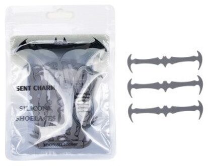 1 Pack/16 Pcs Silicone Schoenveters Elastische Plastic Geen Stropdas Schoenveter Wit Siliconen Schoenen Kant Volwassen Kinderen Vleermuis Vorm schoenveters grijs