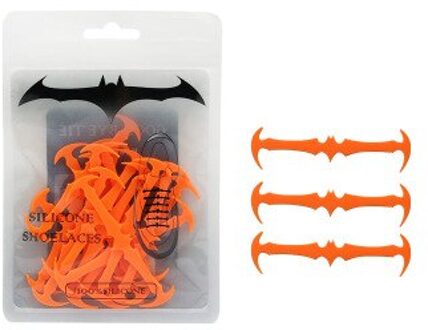 1 Pack/16 Pcs Silicone Schoenveters Elastische Plastic Geen Stropdas Schoenveter Wit Siliconen Schoenen Kant Volwassen Kinderen Vleermuis Vorm schoenveters oranje