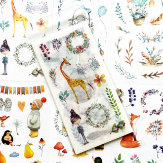 1 Pack 6 Sheets Cute Blissful Bloom Florist Stickers Decorative Album Diary Stick Label Hand Account Decor Stationery Kids Gift