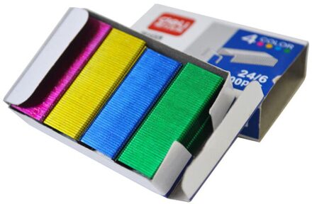 1 Pack Gekleurde Nietjes 12x6mm 12 #24/6 Metalen Nietjes Elke Verpakking 800 Stuks 4 Kleuren Deli 0211