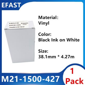 1 Pack M21 1500 427 Vinyl Label Lint Zwart Op Wit Voor BMP-21 Plus Printer Zwart Op Wit M21-750-427 38.1mm * 4.27M