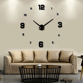 1 Pack Verkoop 47 "Acryl 3D Spiegel Wandklok Zwart Horloge Klokken Stickers Woonkamer Quartz Naald Europa Horloge