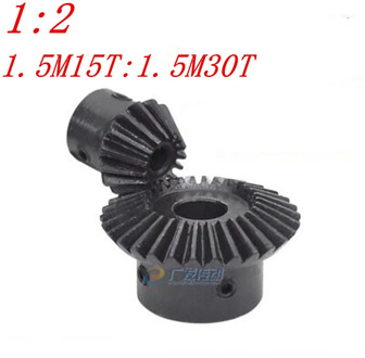 1 pair 1:2 Bevel Gear 1.5 Modulus 15 Teeth :30 Teeth transmission / 90 degrees bore 6mm 8mm 10mm