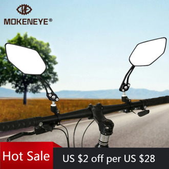 1 Pair Bike Rear View Mirror Bicycle Handlebar Glass Mirror Cycling Wide Range Safety Back Sight Adjustable Left Right Mirrors