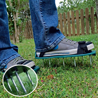 1 Pair Grass Spiked Gardening Walking Revitalizing Lawn Aerator Sandals Nail Shoes Scarifier Nail Cultivator Yard Garden Tools