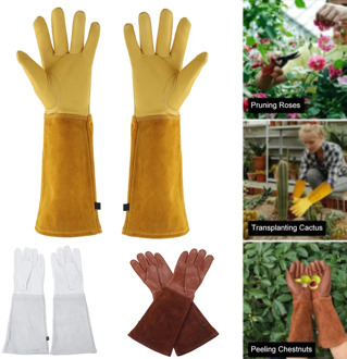1 Pair Heavy Duty Gardening Rose Pruning Gauntlet Gloves Thorn Proof Long Sleeve Work Welding Garden Gloves