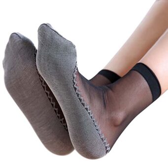 1 Pair Lente Zomer Vrouwen Zachte Sokken Casual Non-Slip Bodem Splice Mode Transparante Dames Meisjes Dunne zijde Sok SMR8 zwart