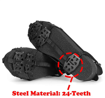 1 Pair M L 24 Teeth Anti-Slip Ice Grips Gripper Shoes Boot Hiking Ice Climbing Shoe Spikes Climbing Chain Crampons Shoes Cover